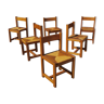 Lot de 6 chaises "Bocage" en orme Maison Regain 1980