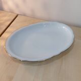 Plat ovale en porcelaine blanche liseré or