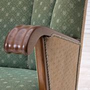 1950s, Danish 3-seater sofa, green/beige furniture wool fabric, oak wood.