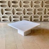 Square table in softened travertine by Berraldacci Design Collection