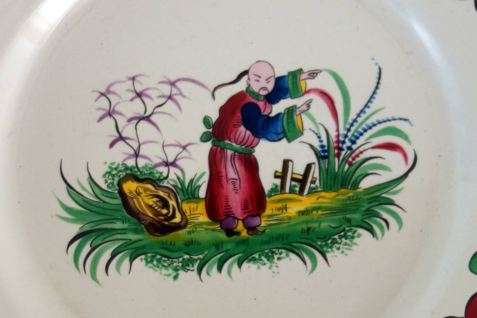 6 Saint Clément Luneville dessert plates with Chinese decoration