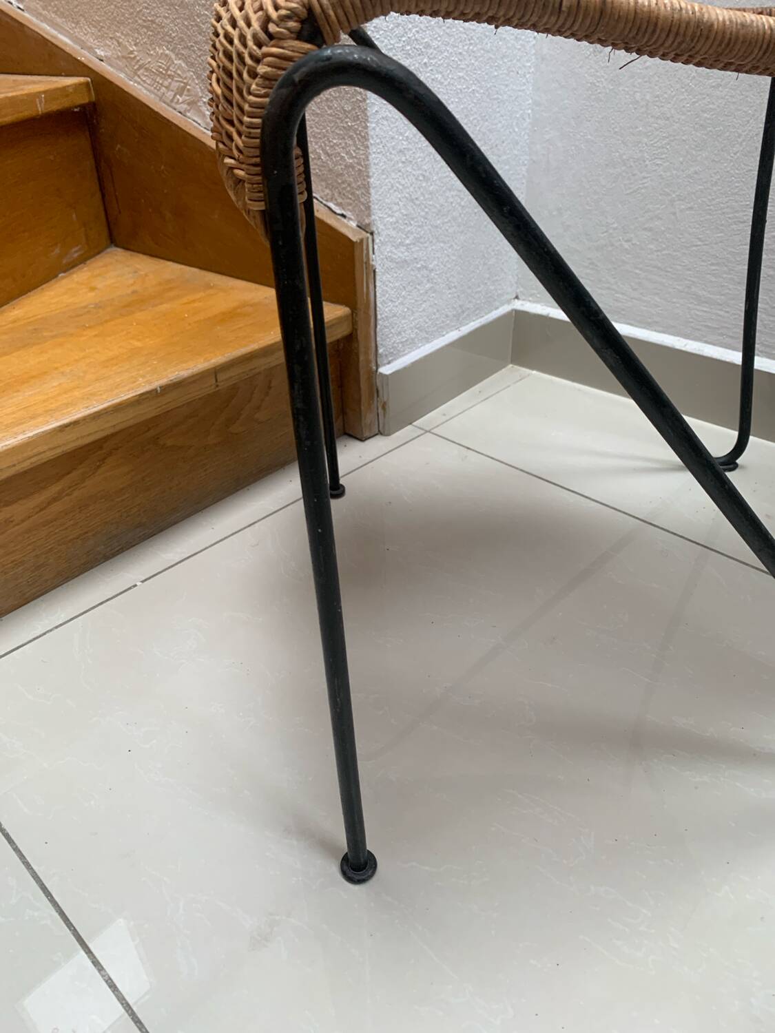 Metal and wicker chair