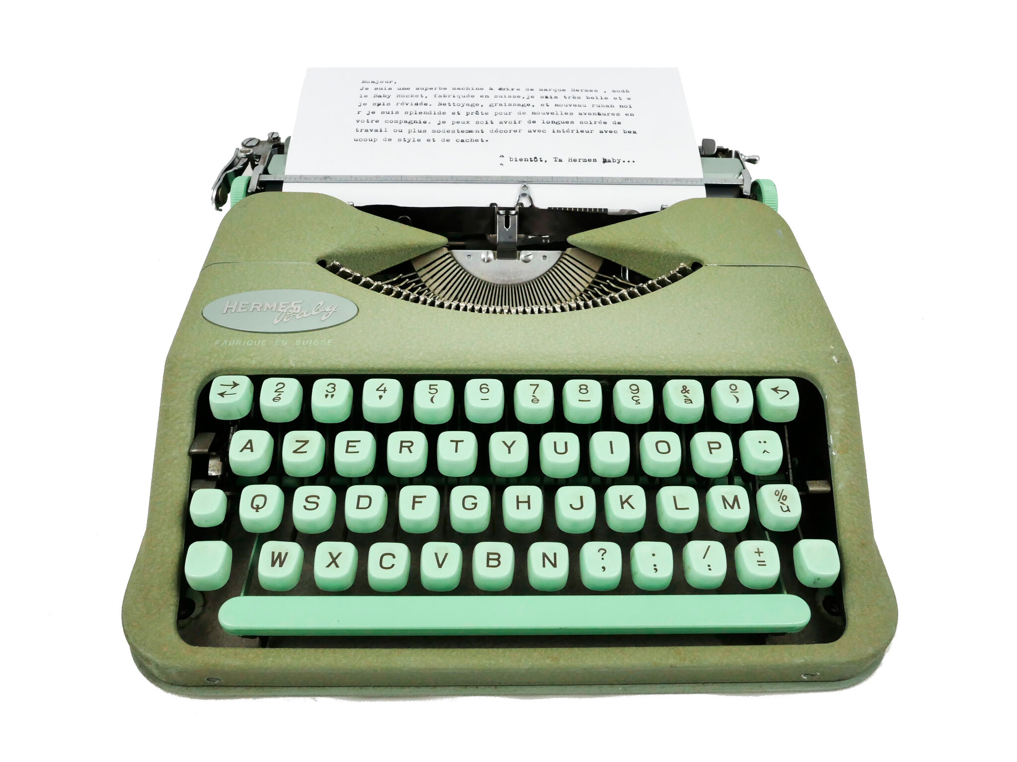 Hermes Baby green sage typewriter