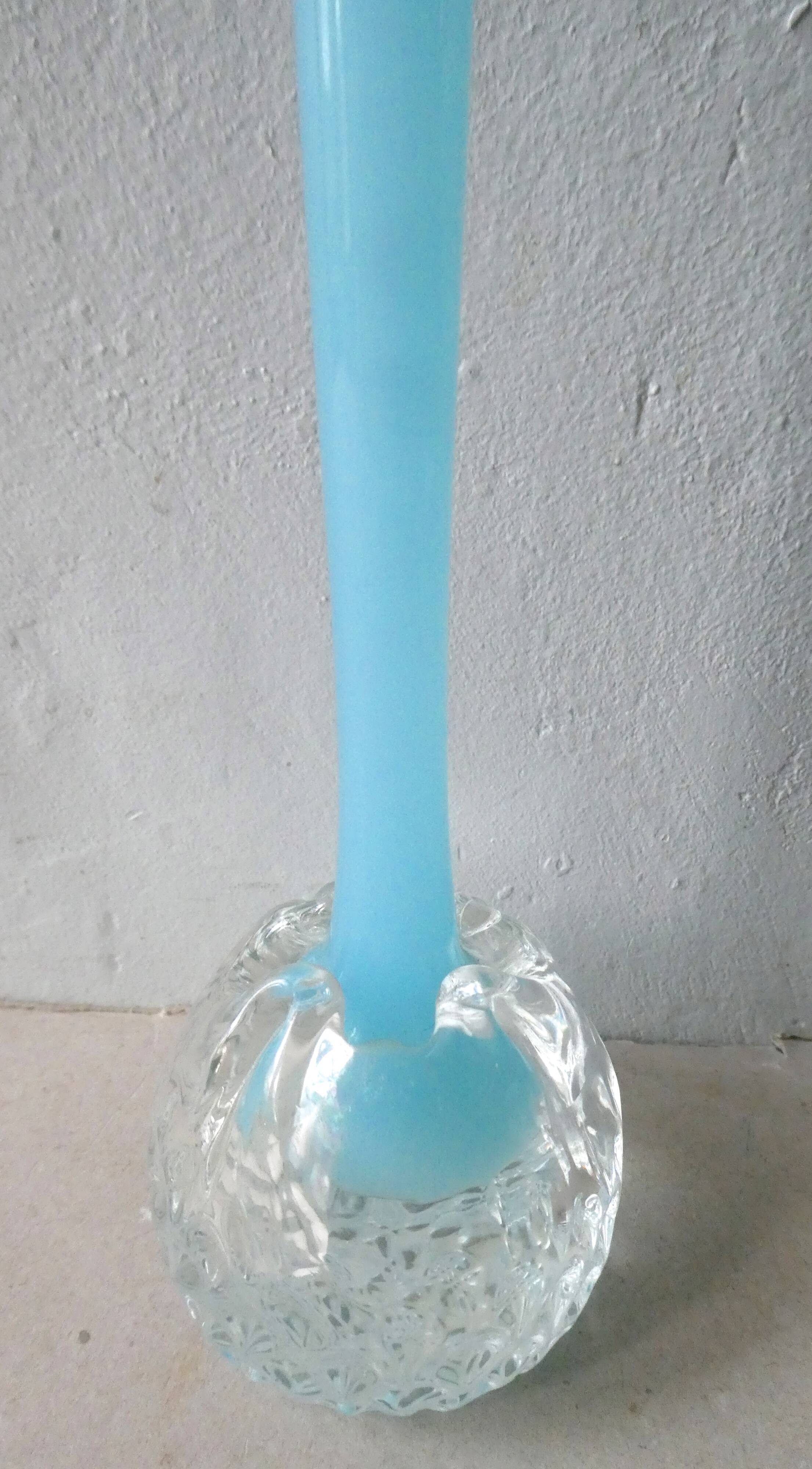 Glass and blue opaline vase