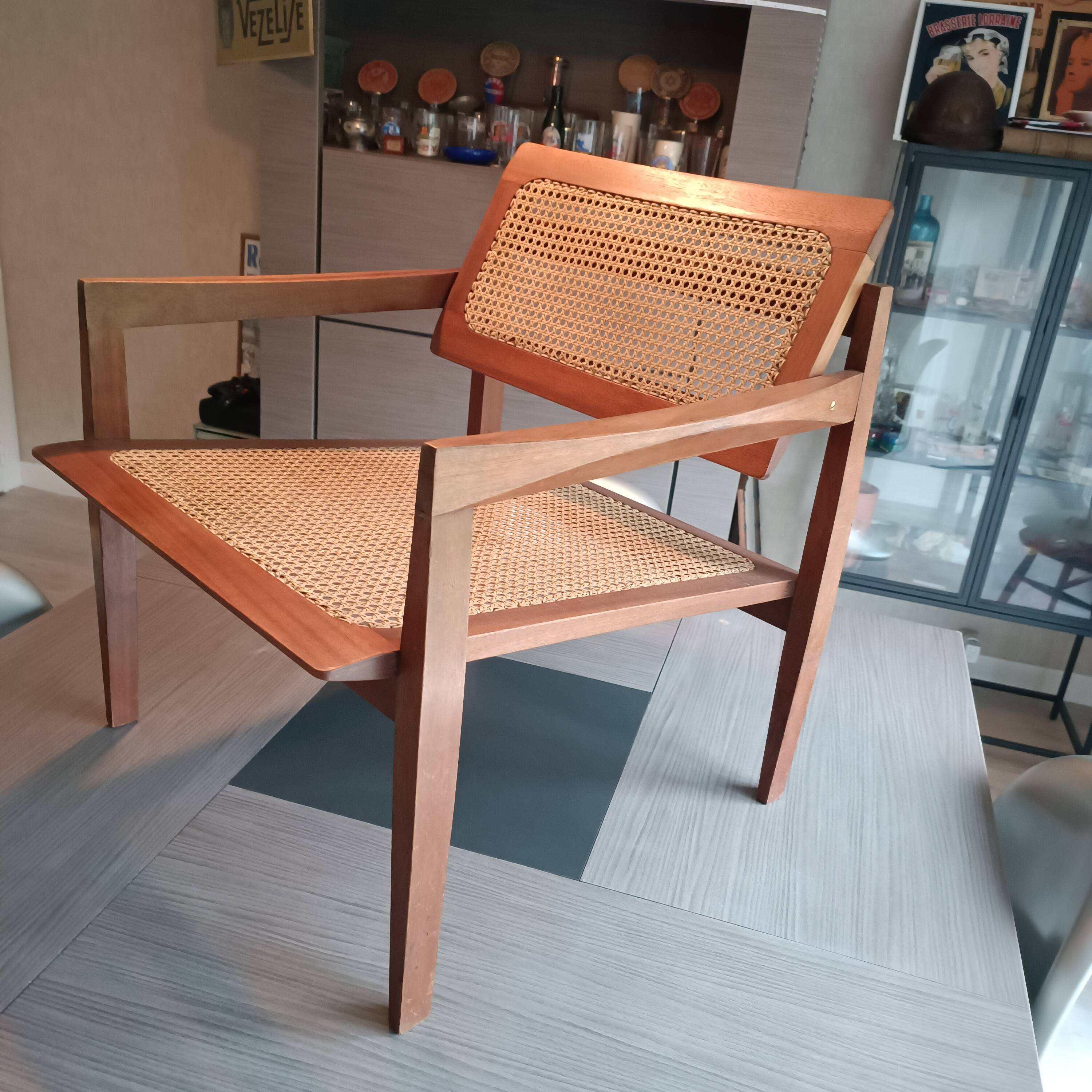 Roger Landault designer wooden cane armchair