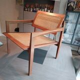 Roger Landault designer wooden cane armchair