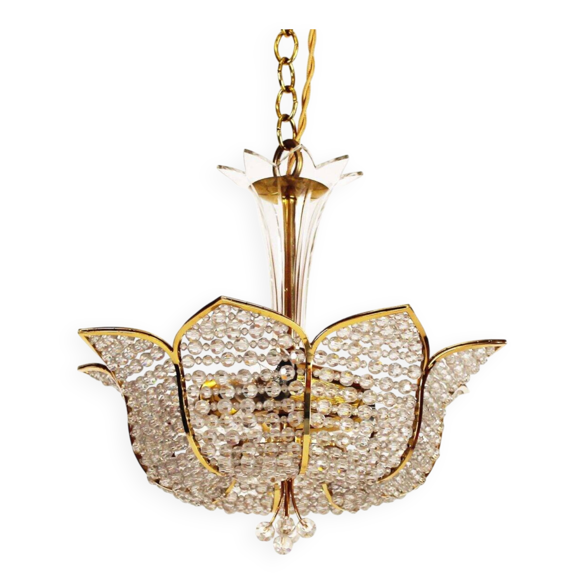 Medium sized crystal glass ‘Tole’ chandelier light by Palwa, Germany 1970’s