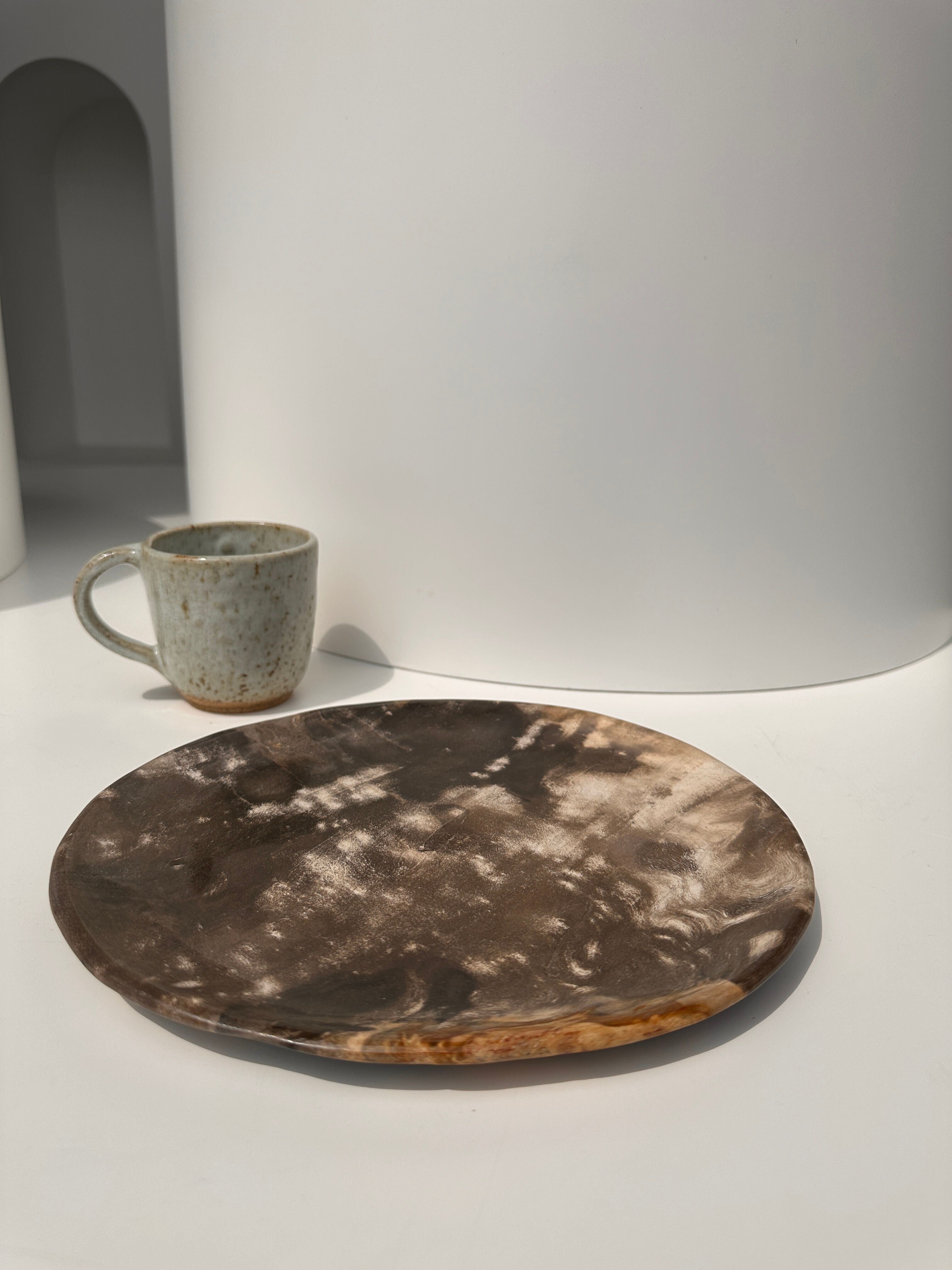 Dish in petrified wood