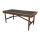 Vintage workshop folding table in oak with a hand-patinated black top.