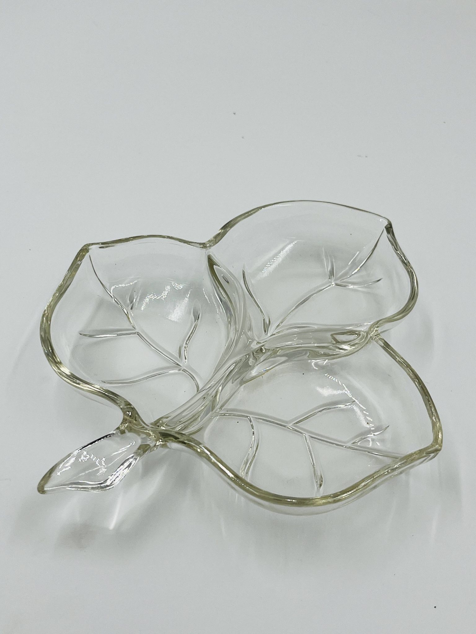 Vintage glass leaf dish