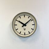 Industrial grey factory wall clock from pragotron, 1960s