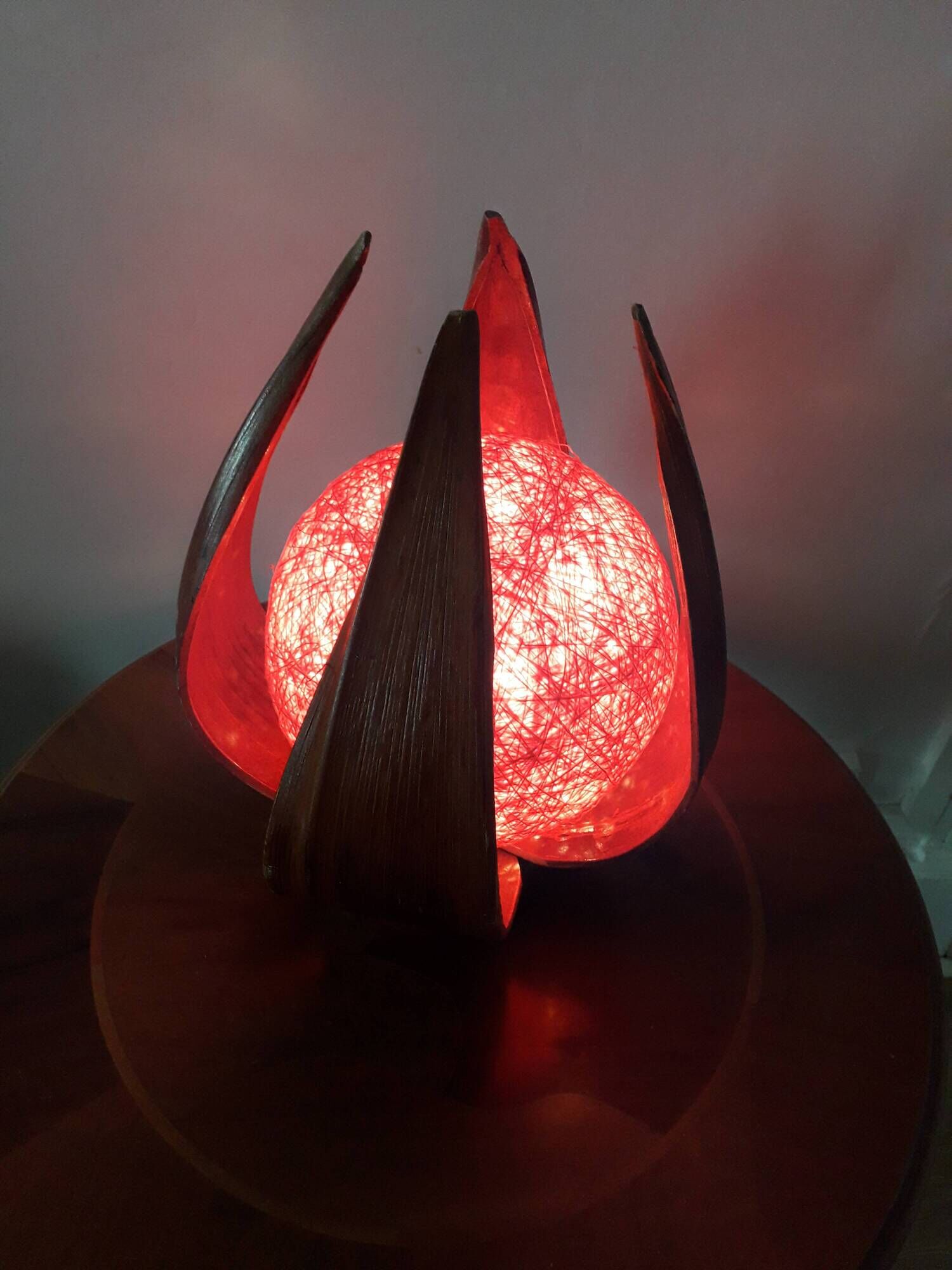 Lampe à poser vintage - écorce de palmier - 1980-90
