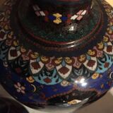 Set 3 vases mapei/emaux cloisonné decorations green dragon / china late eighteenth