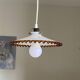 Ancienne suspension abat jour en verre opaline blanc et la bordure ondulée
