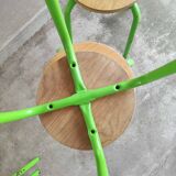 Set of 6 stools vintage metal green and wood