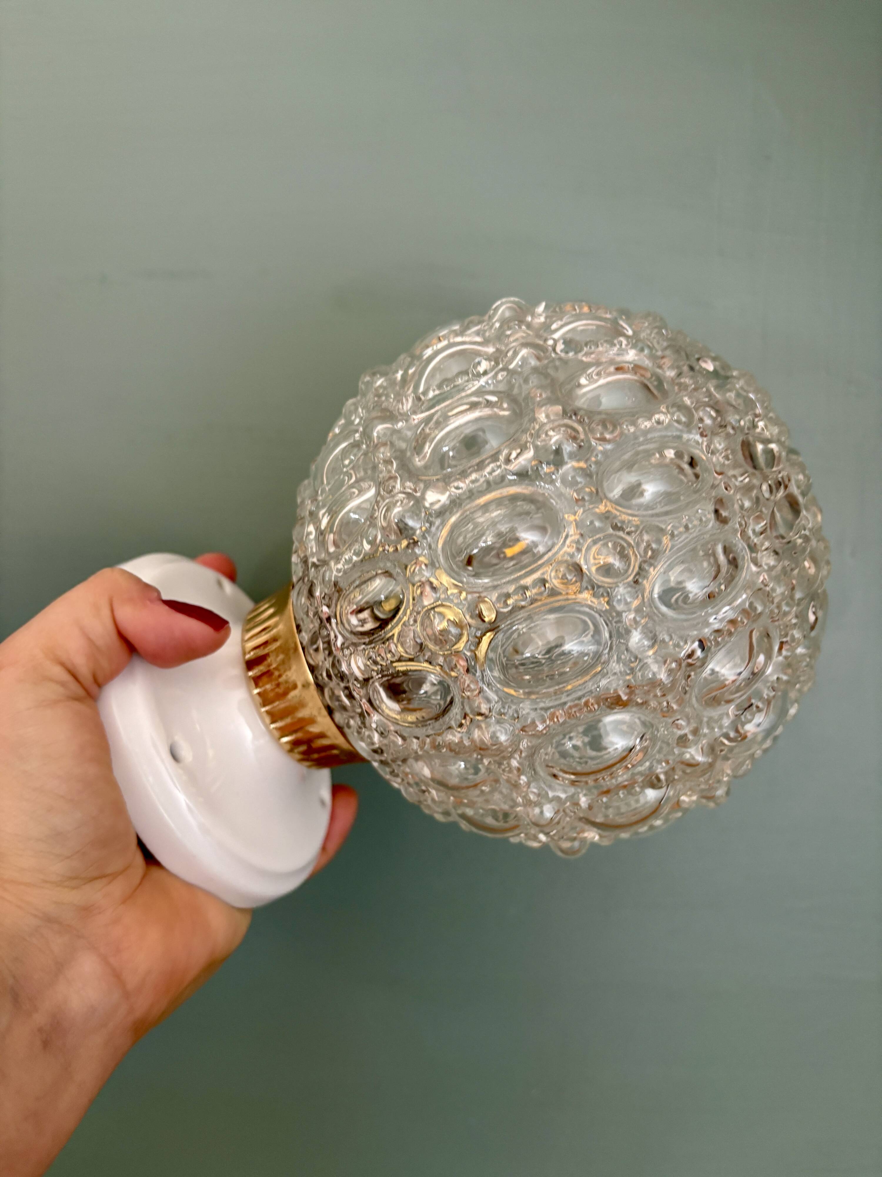 Vintage moulded glass wall or ceiling light globe