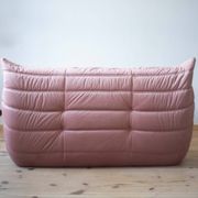 Pink Pearl Velvet Togo 2-Seat attributed to Michel Ducaroy for Ligne Roset