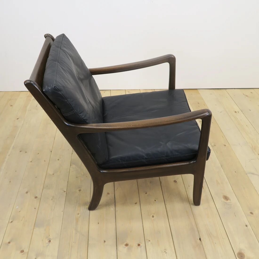 Scandinavian armchair in teak and leather, 1960s