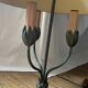 Lucien Gau tulip table lamp in patinated metal with green shade
