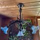 Large bronze chandelier, opaline tulip, early 20th century
