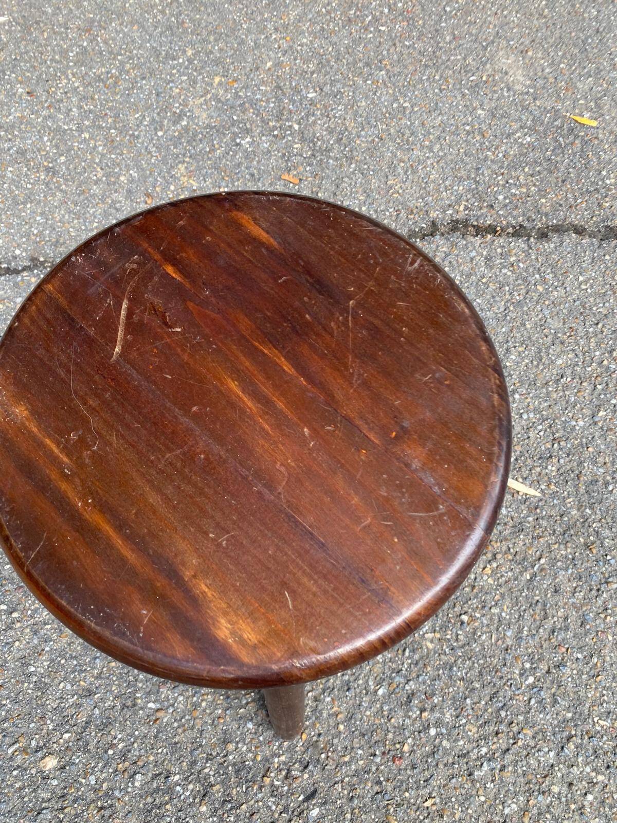2 vintage solid wood stools — Trayeur / brutalist style