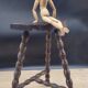Tripod stool with square ball feet