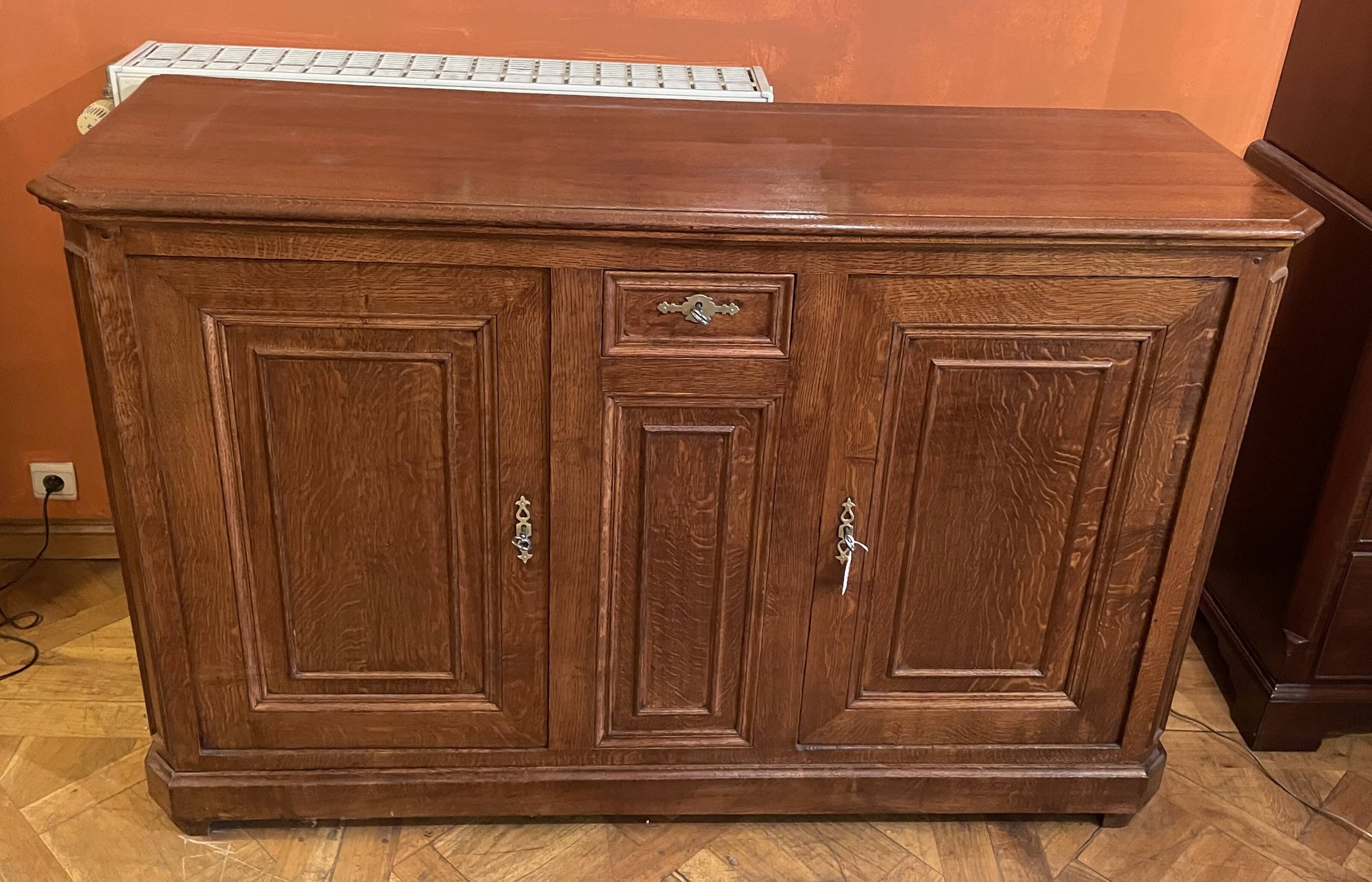 Large Oak Sideboard with Two Doors - 19th Century