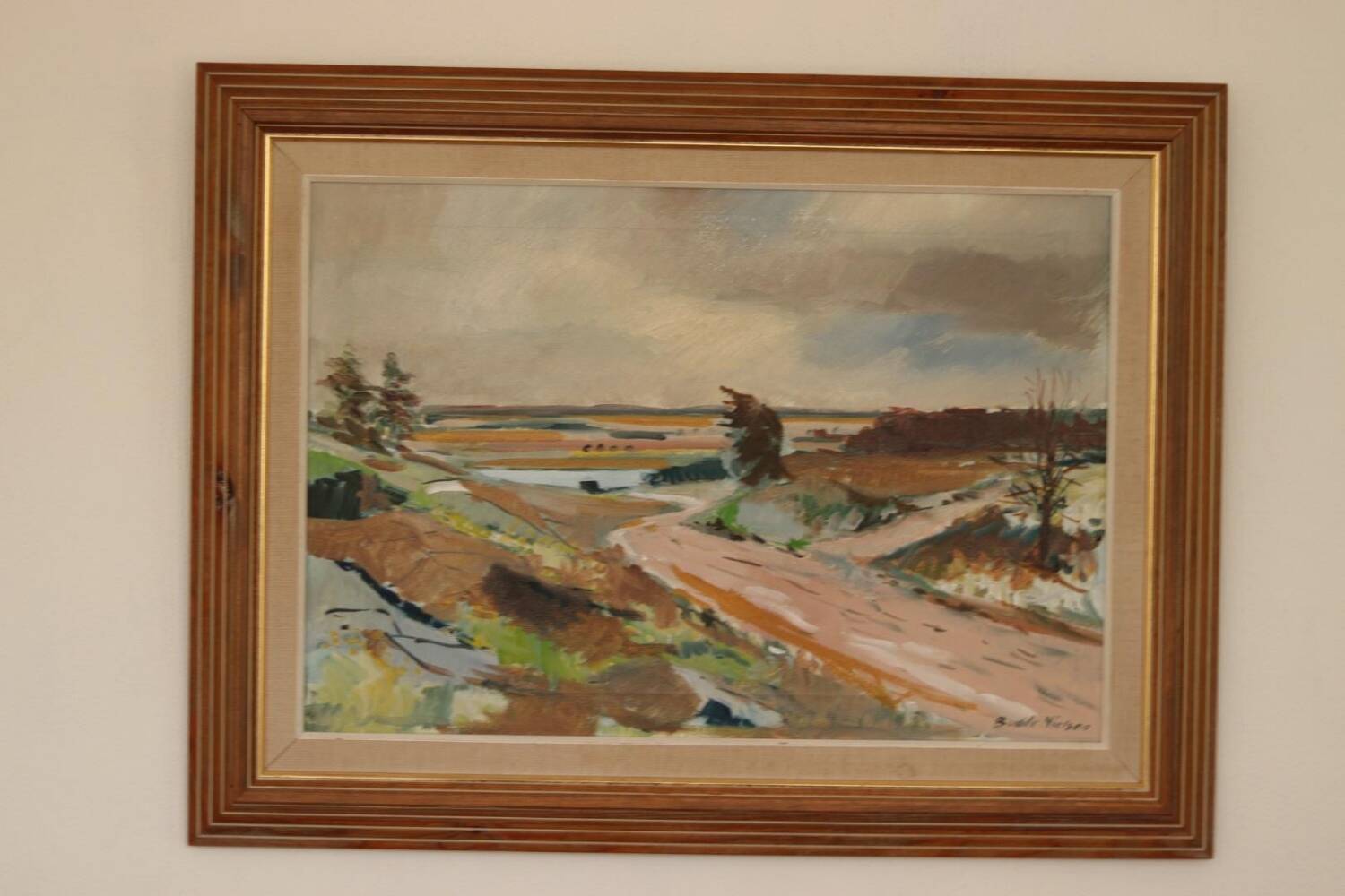 Huile sur toile suédoise – “Paysage” par Budde Nielsen – Signée et encadrée