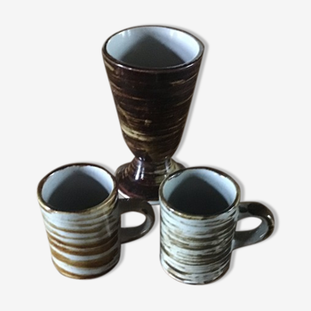 Mazagran et 2 tasses vintage en céramique