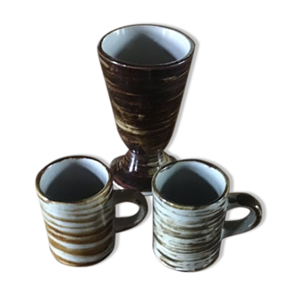 Mazagran and 2 vintage ceramic cups