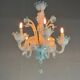 Lustre vénitien en verre de Murano bleu, vers 1950