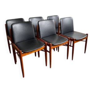 6 chaises teck scandinave