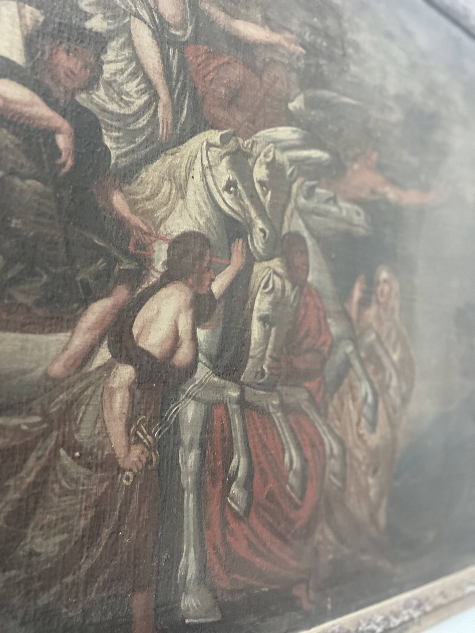 Huile sur toile, encadrement en bois doré, XVIII siècle