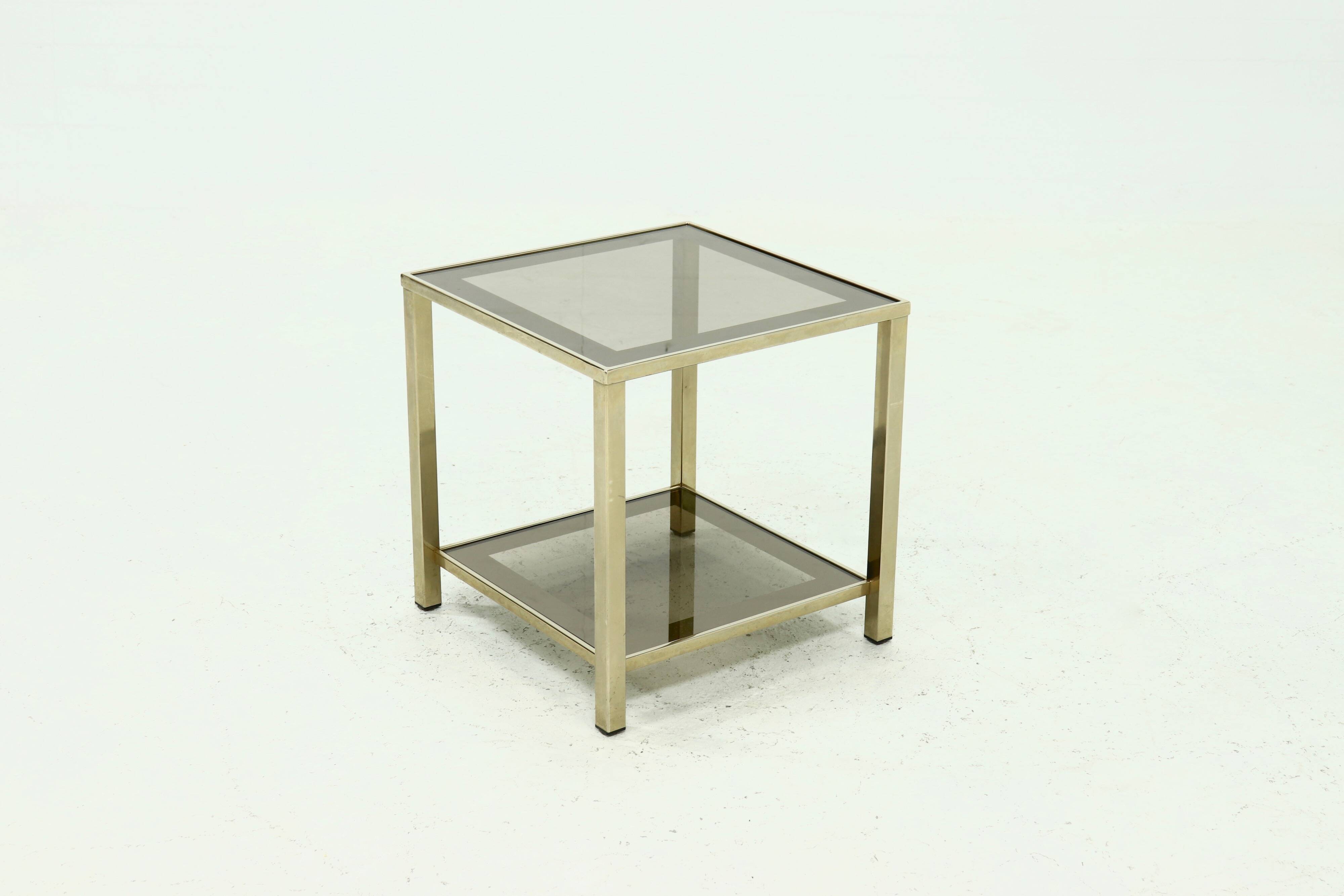 Table d'appoint à deux niveaux plaquée or de Belgo Chrom, années 1970