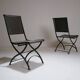Foldable chair in wrought iron and leather. c. 1950