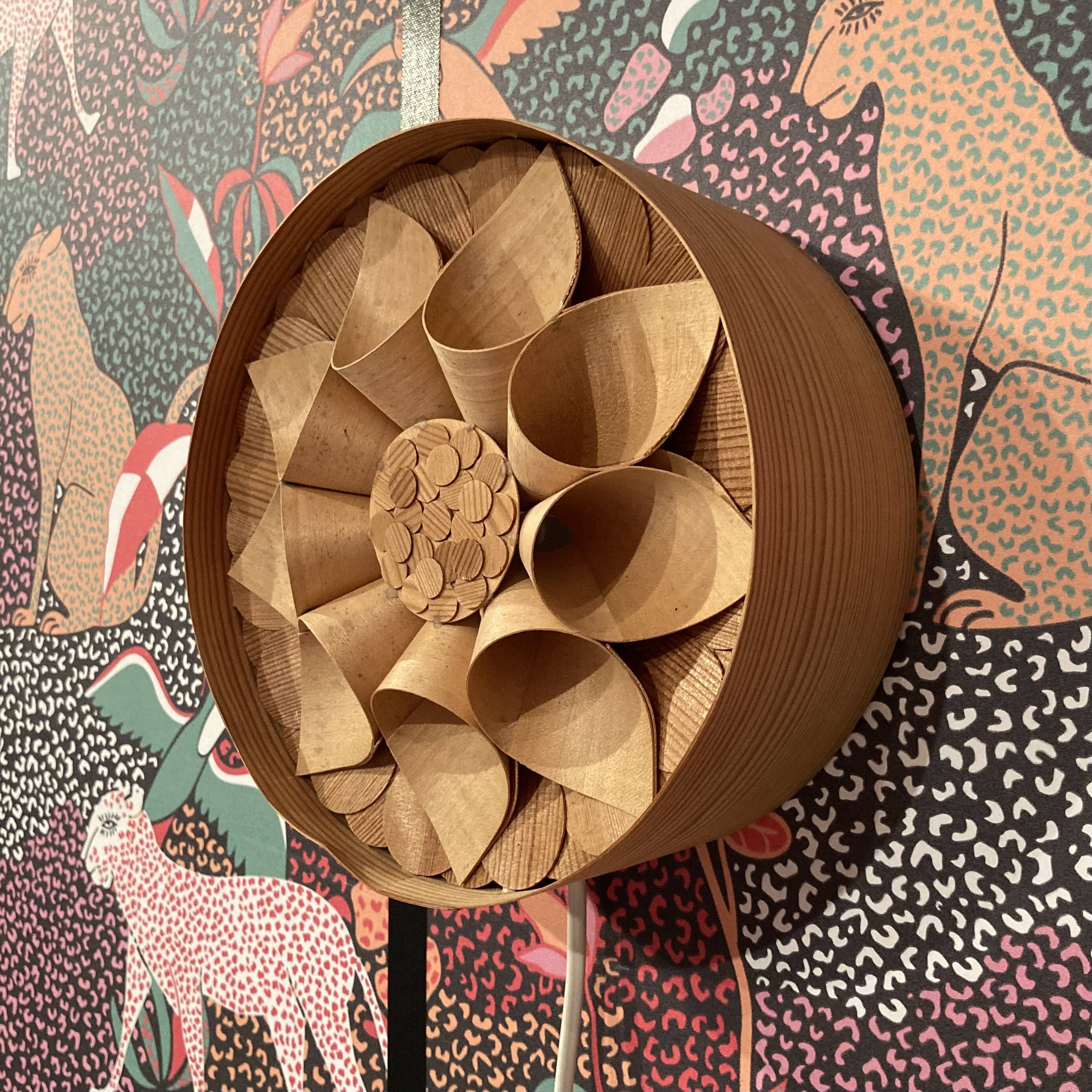 Large wooden wall light, Scandinavian design, 1950s.