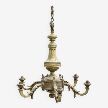Late 19th century bronze chandelier with 6 lights
