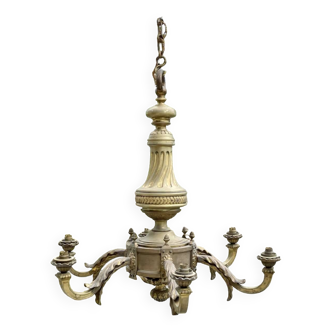 Late 19th century bronze chandelier with 6 lights