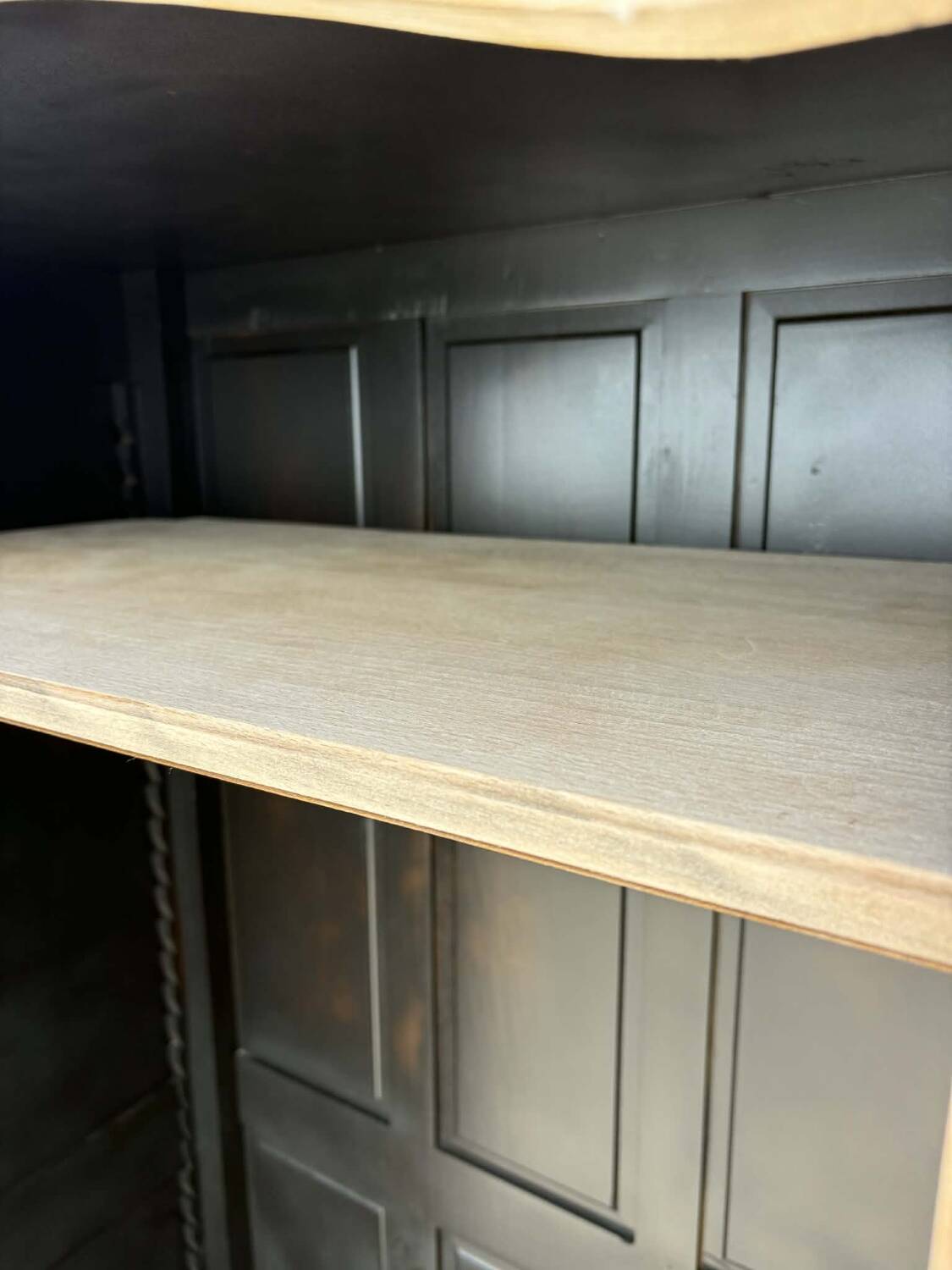 Wooden bonnetière, wardrobe/cupboard in raw wood.