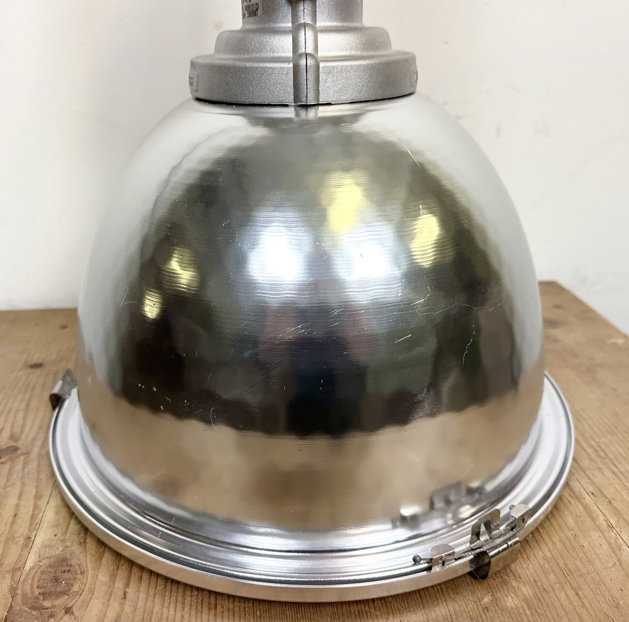 Industrial pendant lamp with glass cover by charles keller for zumtobel, 1990s