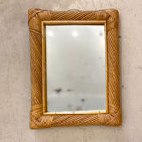 Rectangular mirror in rattan and vintage bamboo 30x40cm