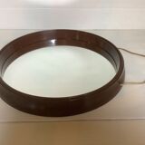 Vintage brown plastic round mirror