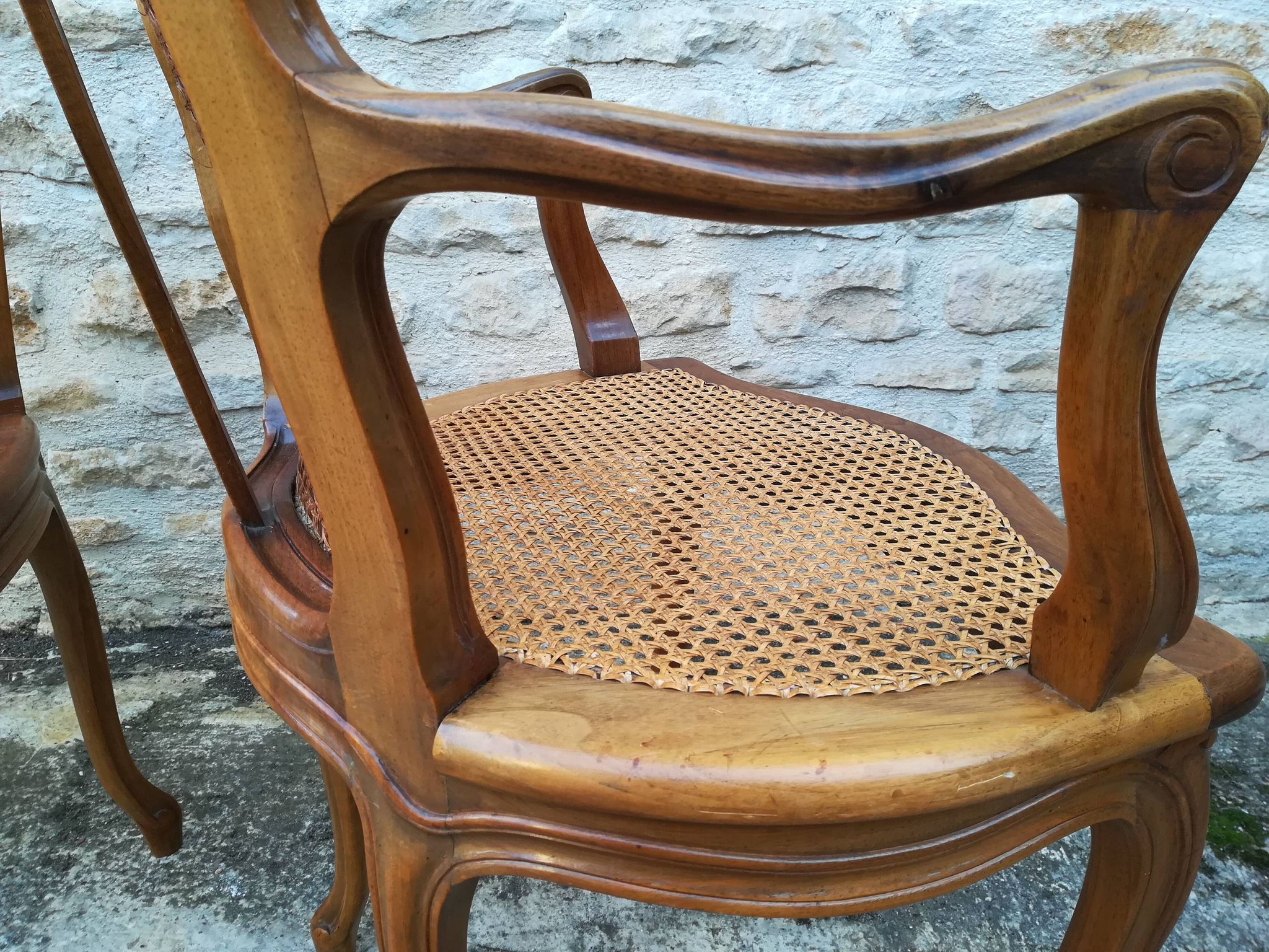 Caned armchairs in Louis XV style