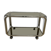 Metal and smoked glass rolling trolley / Bar cart from the 70s