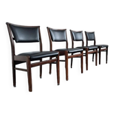 Set of 4 vintage dining chairs in Rosewood and leatherette , 1960s