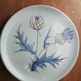 Vallauris cheese bell and dish with thistle decor from the 60s
