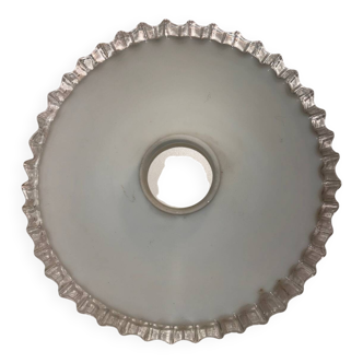 Pleated edge white opaline lampshade