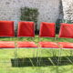 4 Chrome chairs in vintage orange velvet