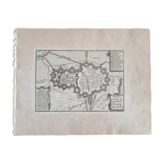 17th century copper engraving "Plan of the towns and Citadel of Nancy" By Sébastien de Pontault