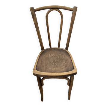 Chaise bistrot assise coquelicot, 1900
